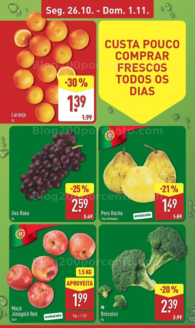 Antevisão Folheto ALDI Frescos Promoções de 26 outubro a 1 novembro